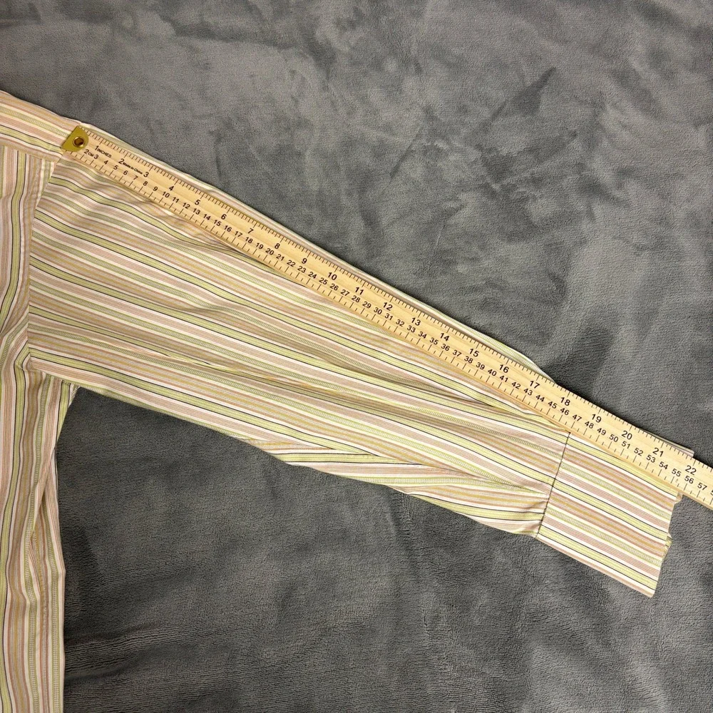 Robert Talbott Chelsea Men's 15.5 L Striped Cotton Shirt Multicolor Preppy Y2K